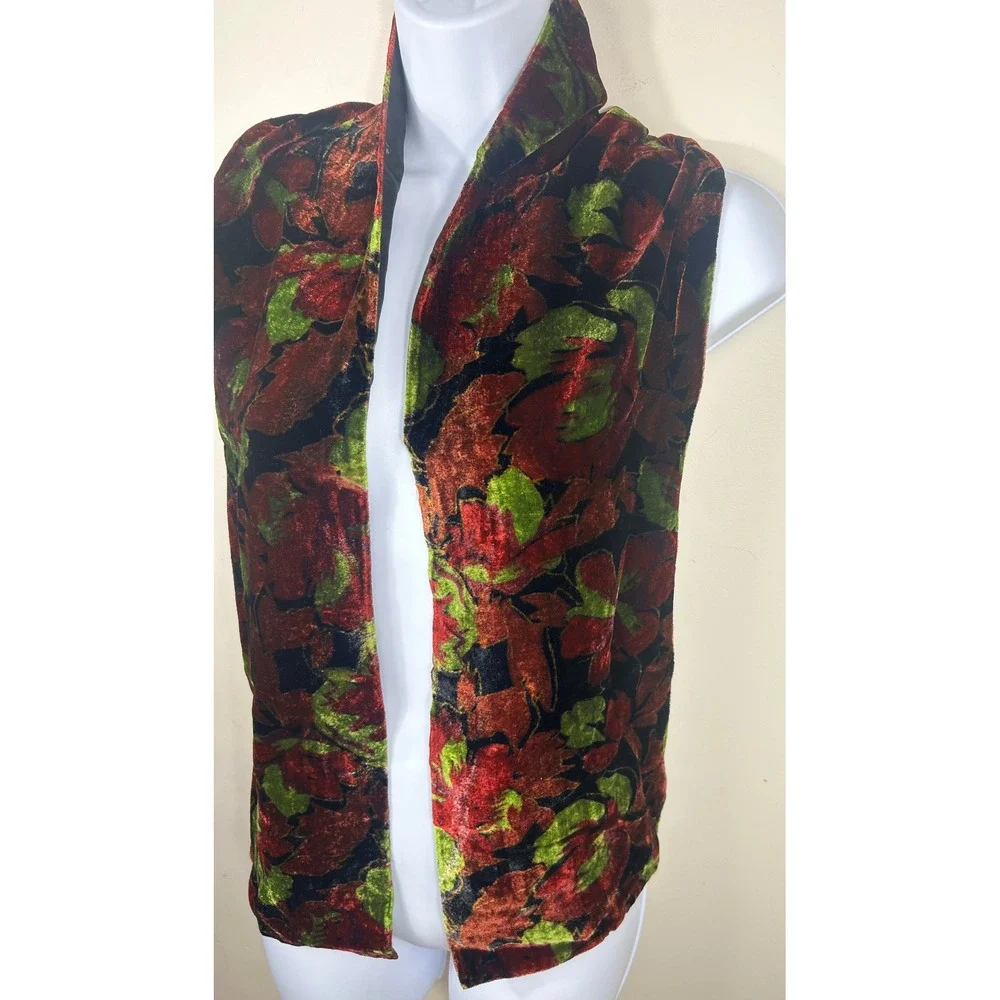 VTG Accessory Street Scarf Womens Moody Floral Velvet Burnout Silk Blend Devore